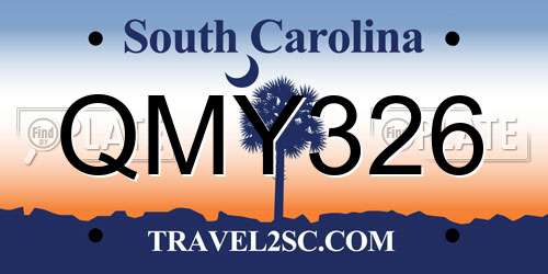 QMY326 South Carolina License Plate