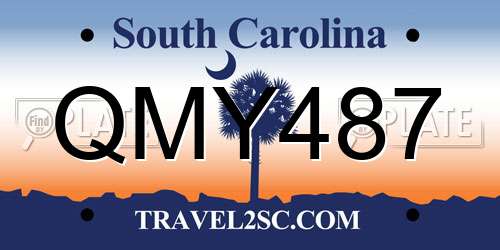 QMY487 South Carolina License Plate