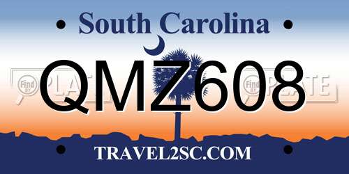 QMZ608 South Carolina License Plate