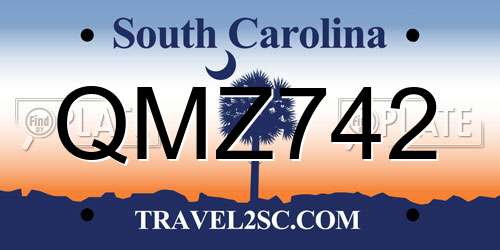 QMZ742 South Carolina License Plate