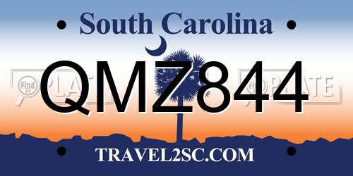 QMZ844 South Carolina License Plate