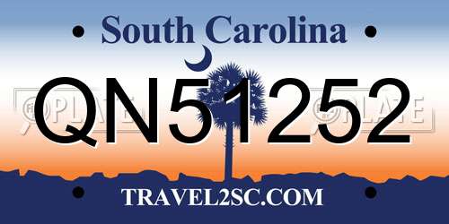 QN51252 South Carolina License Plate