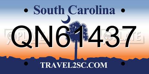 QN61437 South Carolina License Plate