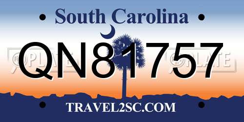 QN81757 South Carolina License Plate
