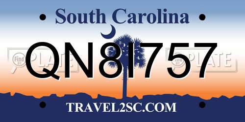 QN8I757 South Carolina License Plate