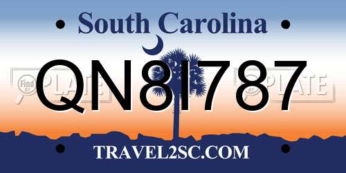 QN8I787 South Carolina License Plate