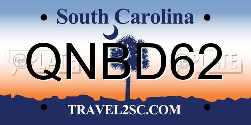 QNBD62 South Carolina License Plate