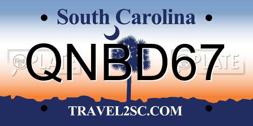 QNBD67 South Carolina License Plate