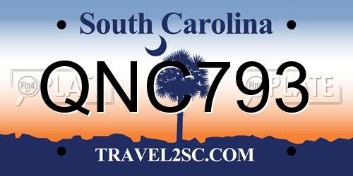 QNC793 South Carolina License Plate