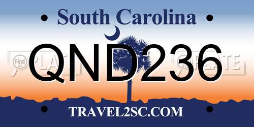 QND236 South Carolina License Plate