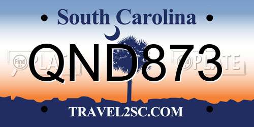 QND873 South Carolina License Plate