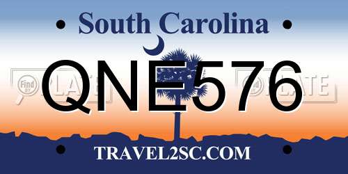 QNE576 South Carolina License Plate