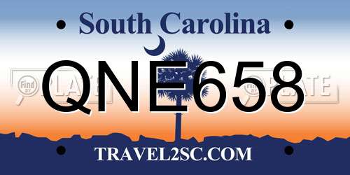 QNE658 South Carolina License Plate