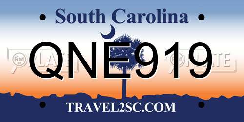 QNE919 South Carolina License Plate