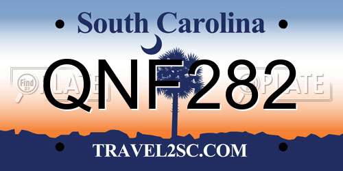 QNF282 South Carolina License Plate