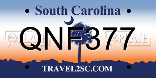 QNF377 South Carolina License Plate