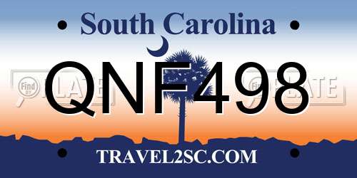 QNF498 South Carolina License Plate