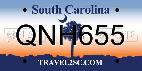 QNH655 South Carolina License Plate