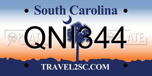 QNI344 South Carolina License Plate