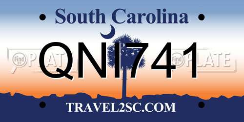 QNI741 South Carolina License Plate