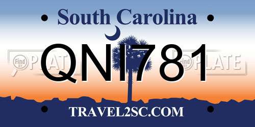 QNI781 South Carolina License Plate