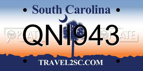 QNI943 South Carolina License Plate