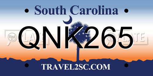 QNK265 South Carolina License Plate
