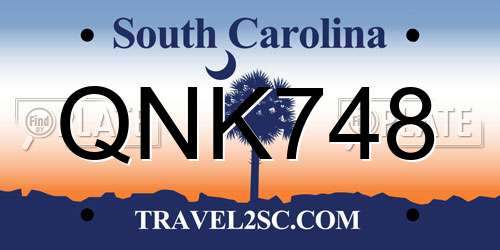 QNK748 South Carolina License Plate