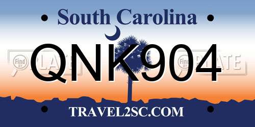 QNK904 South Carolina License Plate