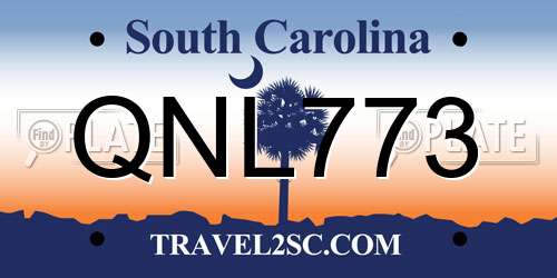 QNL773 South Carolina License Plate