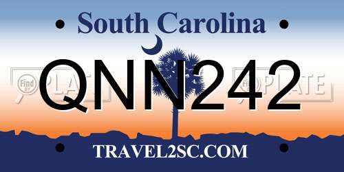 QNN242 South Carolina License Plate