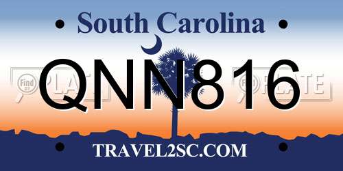 QNN816 South Carolina License Plate