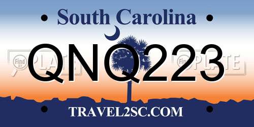 QNQ223 South Carolina License Plate