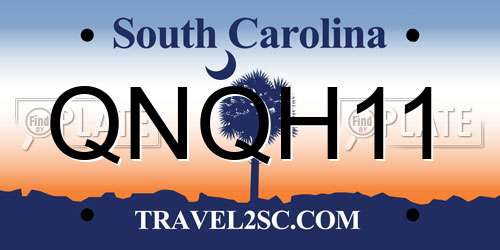 QNQH11 South Carolina License Plate