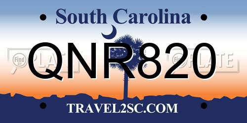 QNR820 South Carolina License Plate