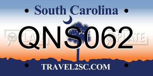 QNS062 South Carolina License Plate