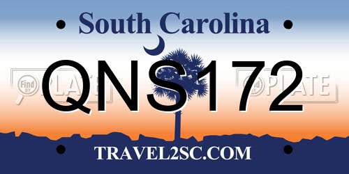 QNS172 South Carolina License Plate