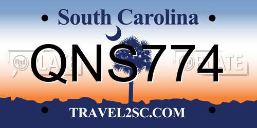 QNS774 South Carolina License Plate