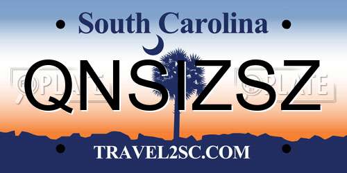 QNSIZSZ South Carolina License Plate