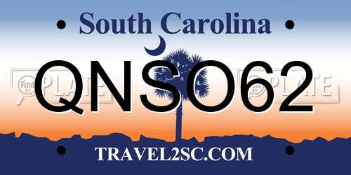QNSO62 South Carolina License Plate