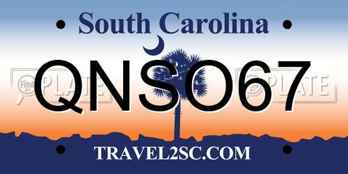 QNSO67 South Carolina License Plate