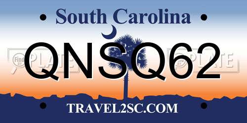 QNSQ62 South Carolina License Plate