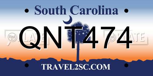 QNT474 South Carolina License Plate