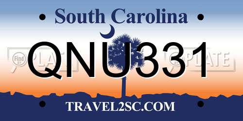 QNU331 South Carolina License Plate