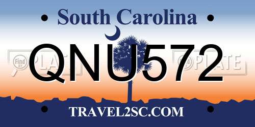 QNU572 South Carolina License Plate