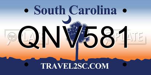 QNV581 South Carolina License Plate