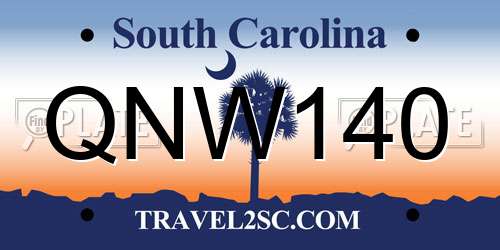 QNW140 South Carolina License Plate