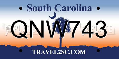 QNW743 South Carolina License Plate