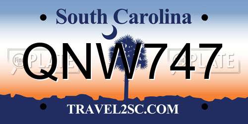 QNW747 South Carolina License Plate