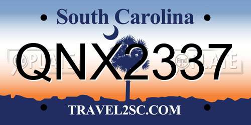 QNX2337 South Carolina License Plate